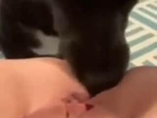 Chubby woman and her dog in a beastly video