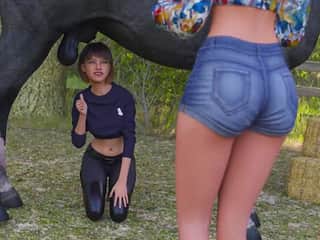 Emily's Intimate Moment with a Four-Legged Friend