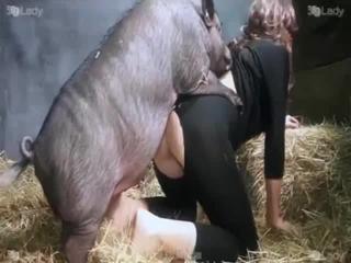 First occasion when this lovely mature woman experiences intimacy with such a large boar