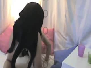 Attractive woman with a toned backside is joyfully enjoyed by an adventurous being