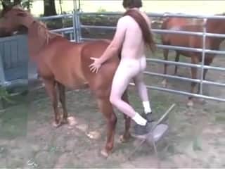Horny guy fucks a horse