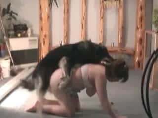 Mature trains her dog to bang her