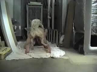 Doggystyle fucking session with a brunette and horny dog