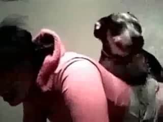 Homemade dog sex with horny brunette