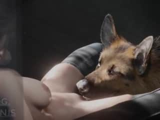 Intimate Moment with a Dog in 3D