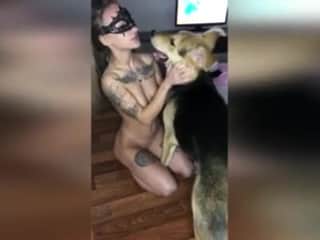 Sonya's Night of Intense Training with Her Canine Companion