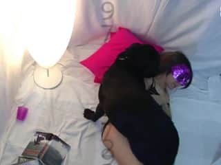 Woman and Dog: Night time