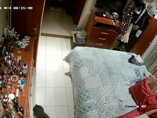 Woman surprised in action with a dog