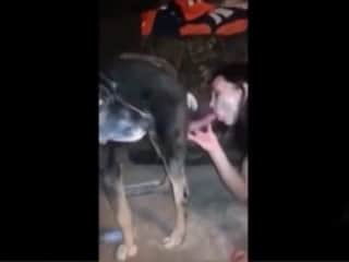 Naughty mistress and her dog